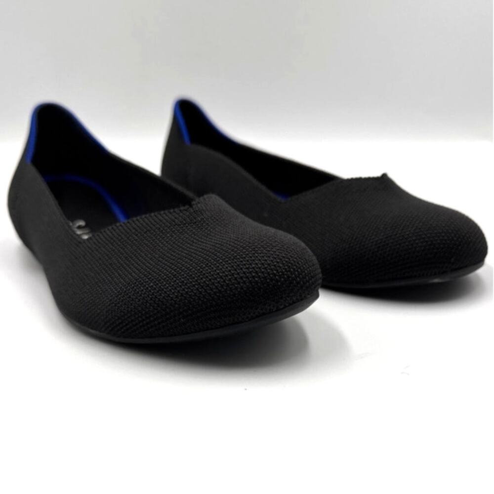 Rothy's The Point Womens 9.5 Black Blue Pointed Toe Comfort Ballet Flats Slip On